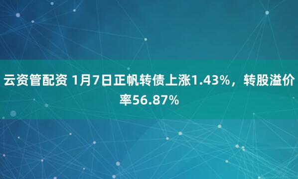 云资管配资 1月7日正帆转债上涨1.43%，转股溢价率56.87%