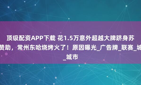 顶级配资APP下载 花1.5万意外超越大牌跻身苏超赞助，常州东哈烧烤火了！原因曝光_广告牌_联赛_城市
