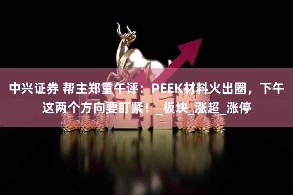 中兴证券 帮主郑重午评：PEEK材料火出圈，下午这两个方向要盯紧！_板块_涨超_涨停